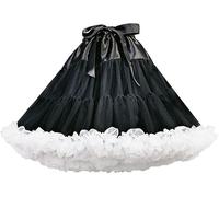 Linghe Women's Elastic Waist Puffy Petticoat 3-Layered Tutu Tulle Skirt Princess Ballet Dance Pettiskirts Lolita Underskirt (UK, Alpha, One Size, Regular, Regular, Standard, black)