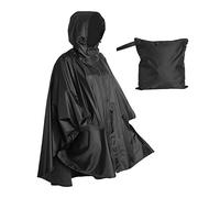 Lingito Heavy Duty Rain Poncho for Backpacking, Waterproof Lightweight for Adults, Military, Emergency, Camping, Men, Women, Black, One size