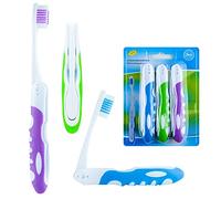 Lingito Travel Toothbrush On The Go Folding Feature Medium Bristle Brushes (3 Pack)