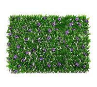 LINGJIONG Artificial Hedge Panels Flower Trellis, Expandable Fence Privacy Screen UV Protected, Expanding Trellis Fence with Leaves and Flowers, Faux Plant Backdrop for Decor, Privacy Protect