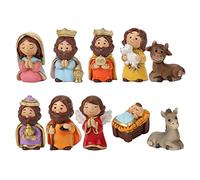 LINGJIONG Traditional Nativity Scene 10 Piece Resin Nativity Figures, Jesus Figures Sets with Virgin Mary Figures, Nativity Figures for Indoor and Outdoor Use