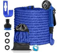 LINGKY 25FT Expandable Garden Hose Pipe - Flexible Water Hose with 3/4", 1/2" Fittings, Expanding Magic Hose, Garden Hose with 7 Function Spray Nozzle, Latex Core Hosepipe Anti-Leakage