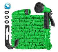 LINGKY 50FT Expandable Garden Hose Pipe - Flexible Water Hose with 3/4", 1/2" Fittings, Expanding Magic Hose, Garden Hose with 8 Function Spray Nozzle, Latex Core Hosepipe Anti-Leakage