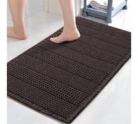 LINGKY Bath Mat Non Slip Anti Mould 40x60 cm - Chocolate Waffle Bathroom Mat Extra Soft & Comfortable Bathmat Machine Washable Super Water Absorption Shower Mat