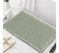 LINGKY Bath Mat Non Slip Anti Mould - New Waffle Bathroom Mat 50x80 cm Sage Green Machine Washable Shower Mat Super Absorbent Extra Soft & Comfortable Bathmat