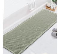 LINGKY Bath Mat Non Slip Anti Mould - New Waffle Bathroom Mat 60x180 cm Sage Green Machine Washable Shower Mat Super Absorbent Extra Soft & Comfortable Bathmat
