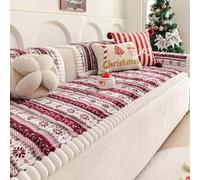 LINGKY Christmas Sofa Covers 1 2 3 4 Seater, Universal & Non-Slip Sofa Slipcovers Couch Covers Washable, Thick Corduroy Sofa Cushion Covers for Pet Dog Furniture Protectors (Dark Red, 70x150cm)