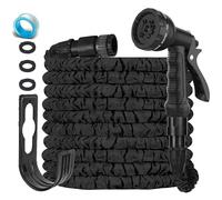 LINGKY Expandable Garden Hose Pipe 100ft - Water Hose with 8 Functions Gun and 3/4", 1/2" Fittings, Kink-Free Flexible Garden Hose, 3 Layers of Latex in Expanding Hose Design for Easy Use & Storage