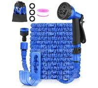 LINGKY Expandable Garden Hose Pipe 75ft, Retractable Hosepipes for Garden with 8 Functions Spray Gun, Expanding Magic Water Hose Attachments 3/4"&1/2" Connectors, Flexible Hose Anti-Kink