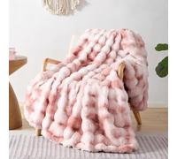 LINGKY Faux Rabbit Fur Luxury Plush Sherpa Throw Blanket - Super Soft Cozy Fuzzy Sofa Blanket Large Fluffy Blankets Warm Bed Throws for Couch Bed Sofa, 130x160cm, Tie Dye Pink