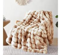 LINGKY Faux Rabbit Fur Luxury Plush Sherpa Throw Blanket - Super Soft Cozy Fuzzy Sofa Blanket Large Fluffy Blankets Warm Bed Throws for Couch Bed Sofa, 180x230cm, Tie Dye Coffee