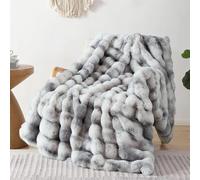 LINGKY Faux Rabbit Fur Luxury Plush Sherpa Throw Blanket - Super Soft Cozy Fuzzy Sofa Blanket Large Fluffy Blankets Warm Bed Throws for Couch Bed Sofa, 180x230cm, Tie Dye Grey