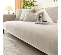 LINGKY Herringbone Chenille Fabric Furniture Protector Sofa Cover 1 2 3 Seater, Non-Slip Sofa Slipcovers for Corner L Shape, Thick Textured Sofa Cushion Covers Furniture Protector (Sand,30x50cm)