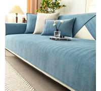 LINGKY Herringbone Chenille Fabric Furniture Protector Sofa Cover 1 2 3 Seater, Non-Slip Sofa Slipcovers for Corner L Shape, Thick Textured Sofa Cushion Covers Furniture Protector (Blue,30x50cm)