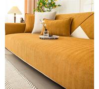 LINGKY Herringbone Chenille Fabric Furniture Protector Sofa Cover 1 2 3 Seater, Non-Slip Sofa Slipcovers for Corner L Shape, Thick Textured Sofa Cushion Covers Furniture Protector (Orange,90x180cm)