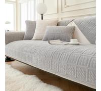 LINGKY New Crystal Velvet Soft Sofa Cover 1 2 3 Seater, Universal Couch Covers Non-Slip Corner Sofa Cover L Shape Sofa Slipcovers Furniture Protector for Living Room (Light Grey, 70x90cm)