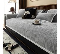 LINGKY Sofa Cover 1 2 3 4 Seater Non Slip Sofa Slipcovers Washable Chenille Textured Sofa Cushion Covers Sectional Couch Covers Sofa Protectors from Pets/Kids/Dogs (Grey,90x180cm)