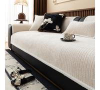 LINGKY Sofa Cover 1 2 3 4 Seater Non Slip Sofa Slipcovers Washable Chenille Textured Sofa Cushion Covers Sectional Couch Covers Sofa Protectors from Pets/Kids/Dogs (White,70x150cm)