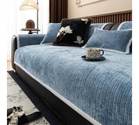LINGKY Sofa Cover 1 2 3 4 Seater Non Slip Sofa Slipcovers Washable Chenille Textured Sofa Cushion Covers Sectional Couch Covers Sofa Protectors from Pets/Kids/Dogs (Blue,70x150cm)