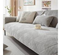 LINGKY Sofa Cover 1 2 3 4 Seater Non Slip Sofa Slipcovers Washable Soft Milk Fleece Sofa Cushion Covers Sectional Couch Covers Sofa Protectors from Pets/Kids/Dogs (Light Grey,90x240cm)