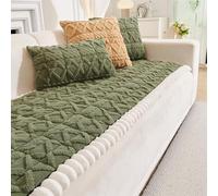 LINGKY Sofa Covers 1 2 3 4 Seater Non Slip Sofa Slipcovers Super Soft Fluffy & Cozy Jacquard Tufted Sofa Cushion Covers Pet Couch Covers Sofa Protectors from Pets/Kids/Dogs (Dark Green, 70x210cm)