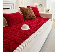 LINGKY Sofa Covers 1 2 3 4 Seater Non Slip Sofa Slipcovers Super Soft Fluffy & Cozy Jacquard Tufted Sofa Cushion Covers Pet Couch Covers Sofa Protectors from Pets/Kids/Dogs (Red, 70x70cm)