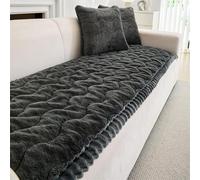 LINGKY Sofa Covers 1 2 3 4 Seater Non Slip Sofa Slipcovers Super Soft & Thick Faux Mink Velvet Sofa Cushion Covers Couch Covers Sofa Protectors from Pets/Kids/Dogs (Black, 70x180cm)