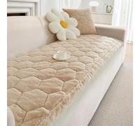 LINGKY Sofa Covers 1 2 3 4 Seater Non Slip Sofa Slipcovers Super Soft & Thick Faux Mink Velvet Sofa Cushion Covers Couch Covers Sofa Protectors from Pets/Kids/Dogs (Camel, 70x90cm)