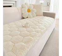 LINGKY Sofa Covers 1 2 3 4 Seater Non Slip Sofa Slipcovers Super Soft & Thick Faux Mink Velvet Sofa Cushion Covers Couch Covers Sofa Protectors from Pets/Kids/Dogs (Beige White, 70x90cm)