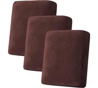 LINGKY Sofa Seat Cushion Cover, Sofa Cushion Slipcovers Stretch Velvet, Universal Non-Slip Couch Cushion Covers Replacement for Individual Furniture Protector (Chocolate,1 Seater)