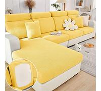 LINGKY Sofa Seat Cushion Cover, Stretch Sofa Cushion Slipcover for Sectional Sofa Removable Couch Cushion Covers with Elastic Bottom, Sofa Cover Backrests Protector (Weave Yellow,Large 2-Seater)