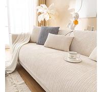 LINGKY Sofa Slipcover Corner Sofa Cover L Shape Couch Cover Soft Chenille Sofa Protector Anti-slip Chaise Lounge Cover Washable for Sectional Couch (Cream,90x160cm)