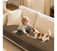 LINGKY Soft Chenille Sofa Cover - Washable Chenille Textured Sofa Covers 2 3 4 Seater, Non-Slip Sofa Slipcovers, Corner Sofa Cover Couch Covers Furniture Protector for Living Room, Brown, 70x120cm