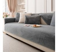 LINGKY Soft Faux Fur Sofa Cover 1 2 3 Seater - Sofa Cushion Covers, Universal Couch Covers Non-Slip Corner Sofa Cover L Shape Sofa Slipcovers Furniture Protector for Living Room (Grey, 110x110cm)