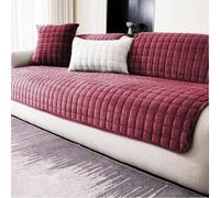 LINGKY Soft Flannel Sofa Covers Washable - Sofa Cushion Covers, Non-Slip Sofa Cover 1 2 3 Seater Couch Covers for Sectional Sofa, Sofa Slipcovers L Shape Furniture Protector (Wine Red, 70x120cm)