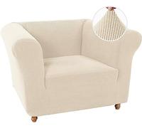 LINGKY Stretch Chesterfield Sofa Covers 1 Seater Armchair Cover for Living Room Soft Non-Slip Sofa Slipcover Furniture Protector for Dogs Feature Thick Jacquard Fabric (Natural,Chair)