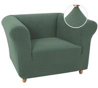 LINGKY Stretch Chesterfield Sofa Covers 1 Seater Armchair Cover for Living Room Soft Non-Slip Sofa Slipcover Furniture Protector for Dogs Feature Thick Jacquard Fabric (ArmyGreen,Chair)