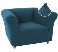 LINGKY Stretch Chesterfield Sofa Covers 1 Seater Armchair Cover for Living Room Soft Non-Slip Sofa Slipcover Furniture Protector for Dogs Feature Thick Jacquard Fabric (Deep Teal,Chair)