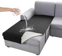 LINGKY Waterproof Corner Sofa Covers for L Shaped Chaise Lounge Left, Non Slip Sectional Couch Cover, Chaise Longue Sofa Slipcovers for Dogs Pets, 1 Piece (Black, Left Chaise Cover)