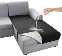 LINGKY Waterproof Corner Sofa Covers for L Shaped Chaise Lounge Right, Non Slip Sectional Couch Cover, Chaise Longue Sofa Slipcovers for Dogs Pets, 1 Piece (Black, Right Chaise Cover)