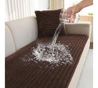 LINGKY Waterproof Sofa Covers 2 3 4 Seater Non Slip Sofa Slipcovers Super Soft & Thick Faux Fur Sofa Cushion Covers Pet Couch Covers Sofa Protectors from Pets/Kids/Dogs (Brown, 70x70cm)
