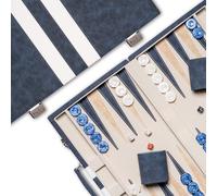 Lingle 15inch Backgammon Sets for Adults, Classic Board Game with Folding Leather Backgammon Case, Faux Leather Exterior and Velvet Interior, Portable Travel Game Set (Blue)