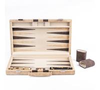 Lingle 15inch Backgammon Sets for Adults, Classic Board Game with Folding Leather Backgammon Case, Leather Exterior and Velvet Interior, Portable Travel Game Set