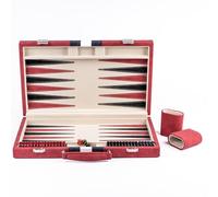 Lingle 15inch Backgammon Sets for Adults, Classic Board Game with Folding Leather Backgammon Case, Leather Exterior and Velvet Interior, Portable Travel Game Set