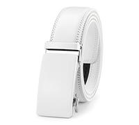 Lingli Men's Belt,Ratchet Dress Belt with Automatic Buckle Brown/Black-Trim to Fit-35mm wide, White-0001, Adjustable from 36" to 44" Waist