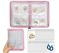 LingLingo Earring Organizer Case Travel Jewelry Organizer Transparent Jewelry Storage Book for Necklace Bracelet Ring Holder with Small Clear Zippered Pouch