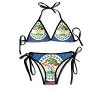 LINGMEI Flag of Belize Sexy Boxing Bikini Women Halterneck Top and Set Swimsuits Beach Swimming