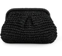 LINGMING Straw Clutch Purse for Women Cloud Dumpling Pouch Straw Crossbody Shoulder Handbag Summer Beach Woven Bag black-Ling