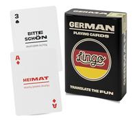 LINGO Playing Cards in Tin Box | Sturdy Travel Case | Language Learning Game Set with Useful Phrases | Fun Visual Flashcard Deck to Increase Vocabulary and Pronunciation Skills (German)