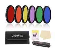 LingoFoto 6pcs Round Full Color Lens Filter Set Red Orange Yellow Green Blue Purple+ 6 Pockets Filter Pouch+3 Lens Cleaning Tool (72mm)